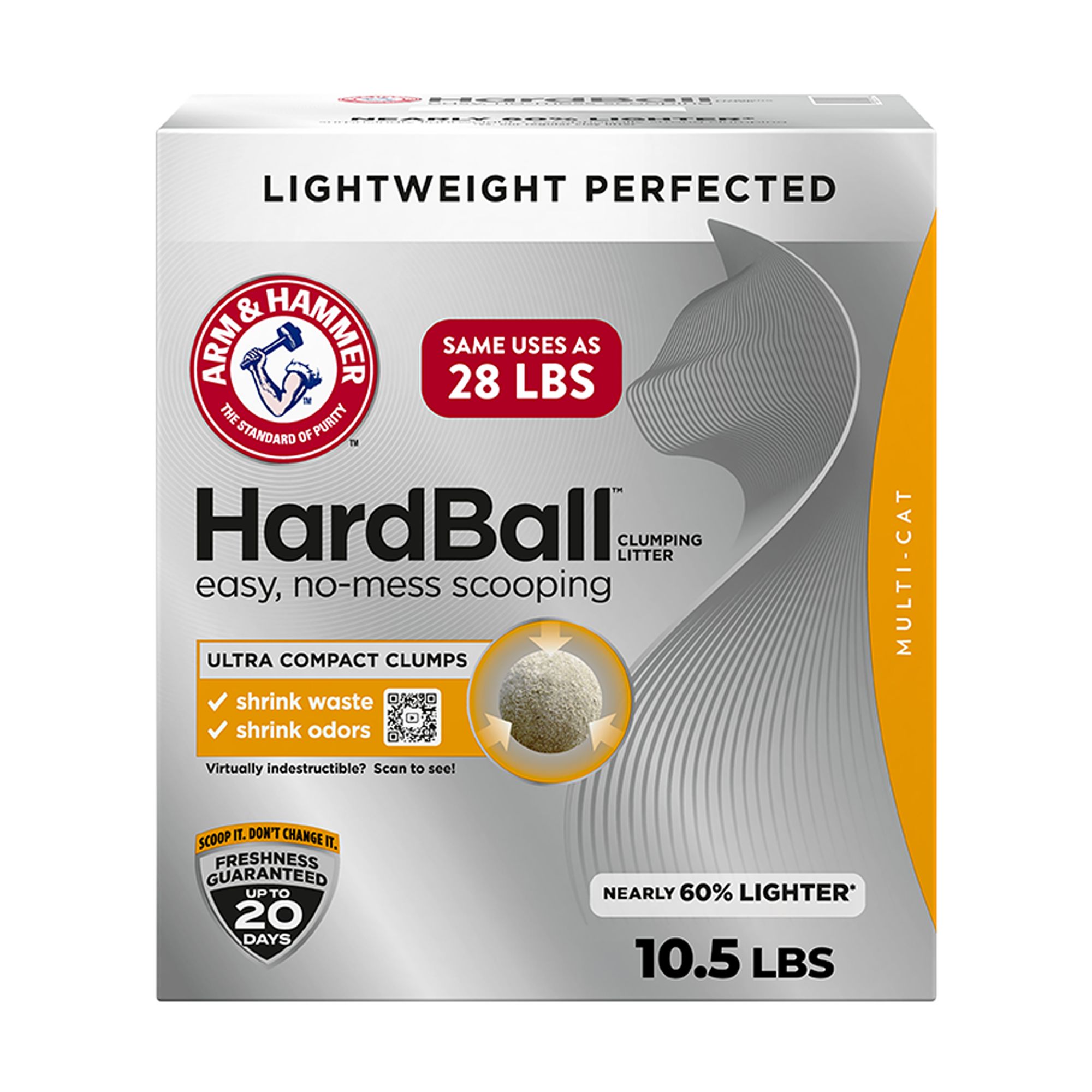 Arm & Hammer Hardball Lightweight Cat Litter, Clumping, No-Mess Scooping, Multi-Cat