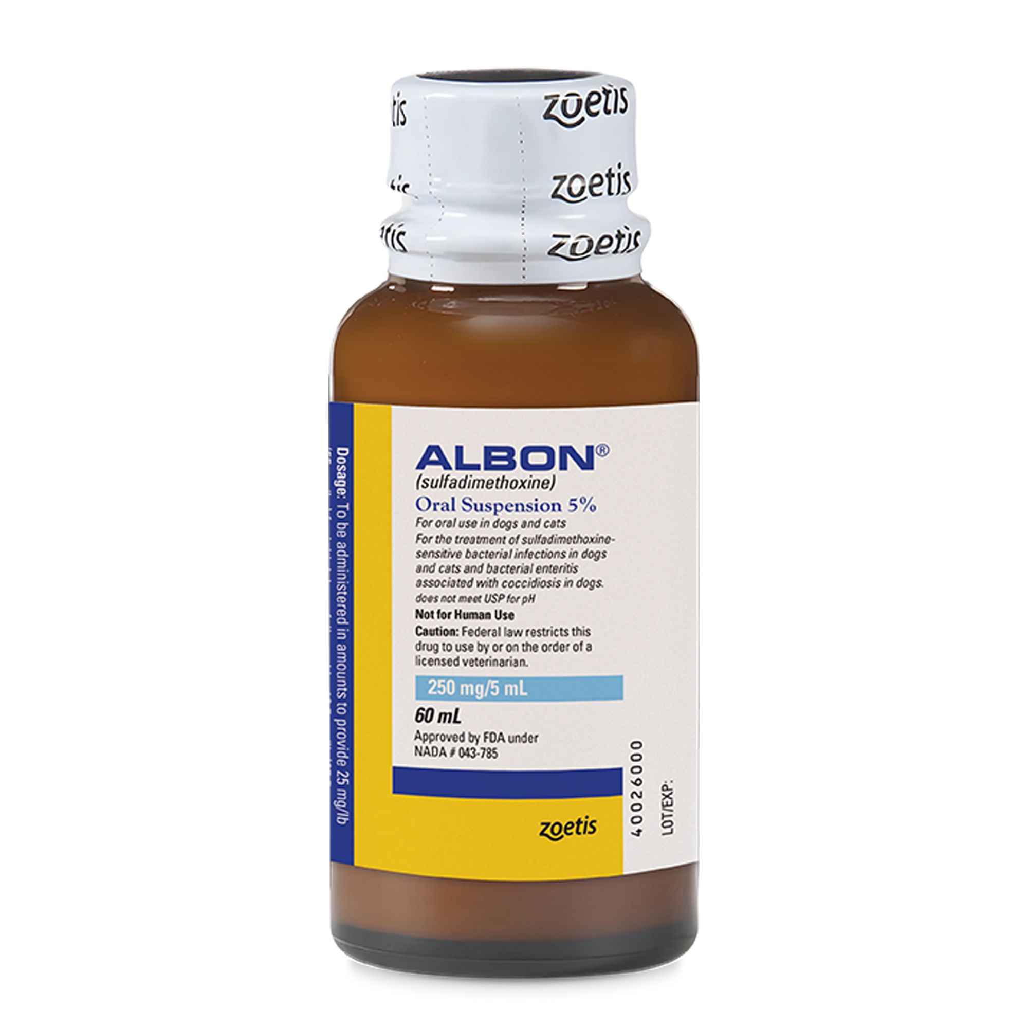 Albon Oral Suspension 5% for Dogs & Cats, 2 oz (60 mL)