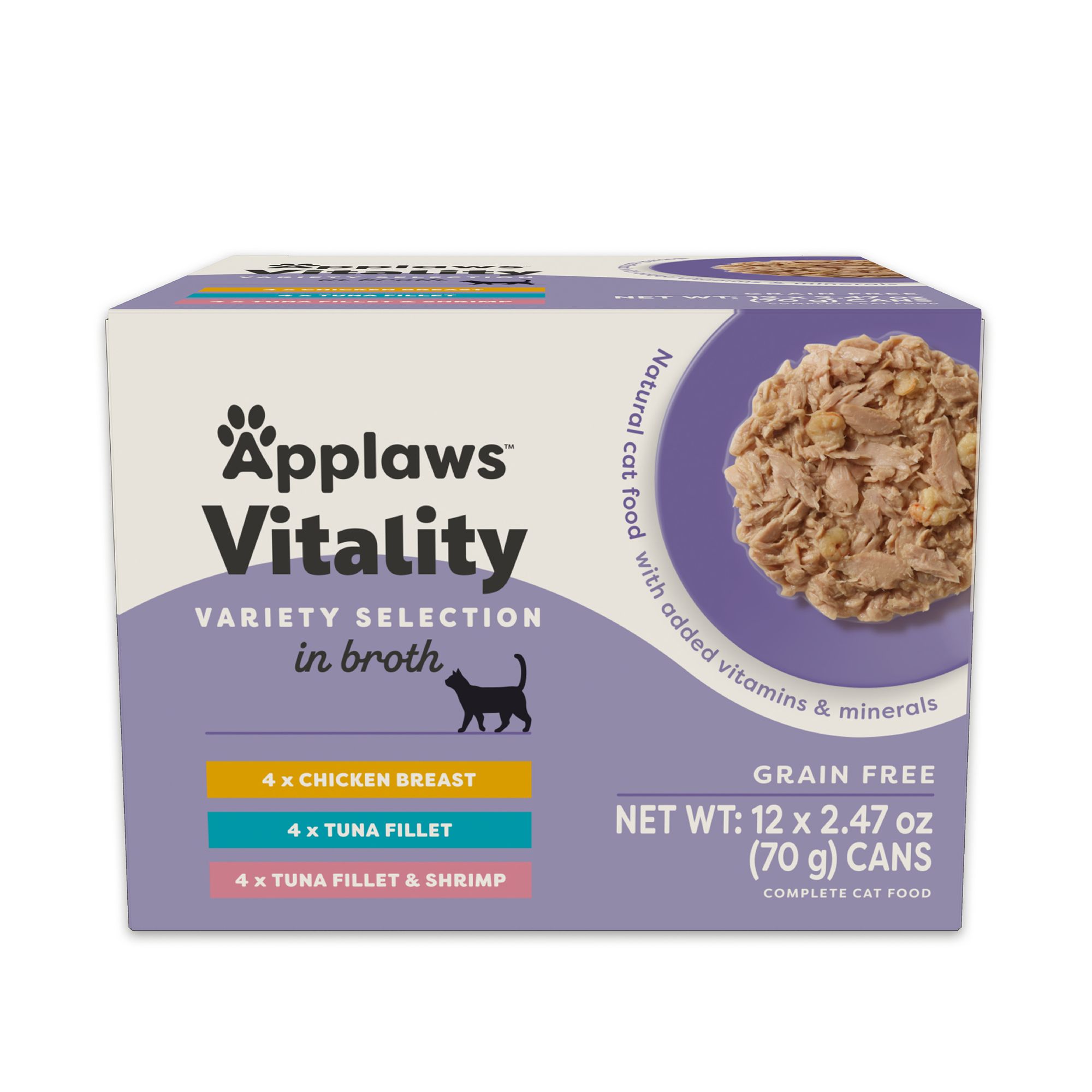 Applaws Cat - Adult, Wet Food, Vitality, In Broth, Variety Pack, 12 CT, 29.64 OZ