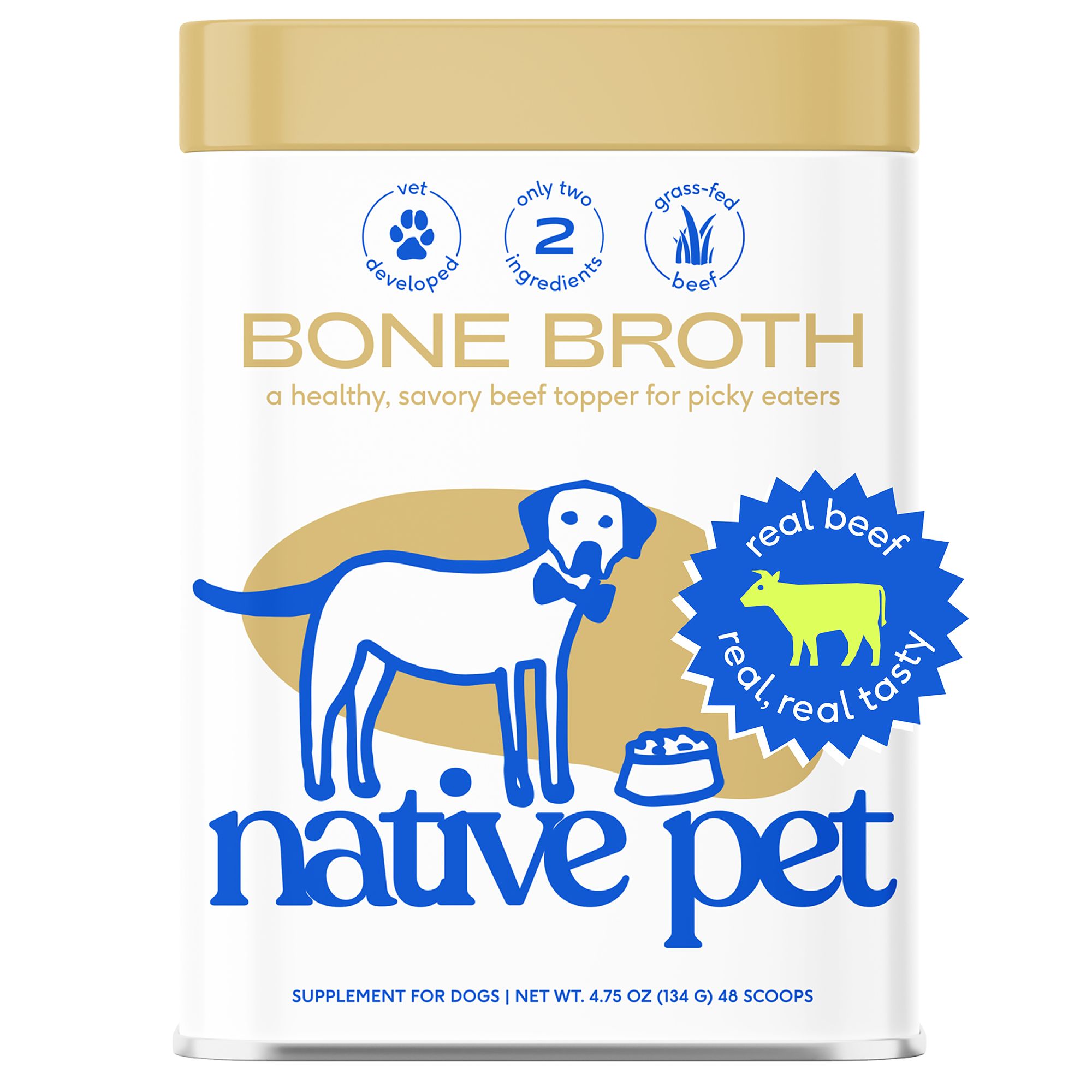 Native Pet Beef Bone Broth Nutritional Powder Dog & Cat Food Topper