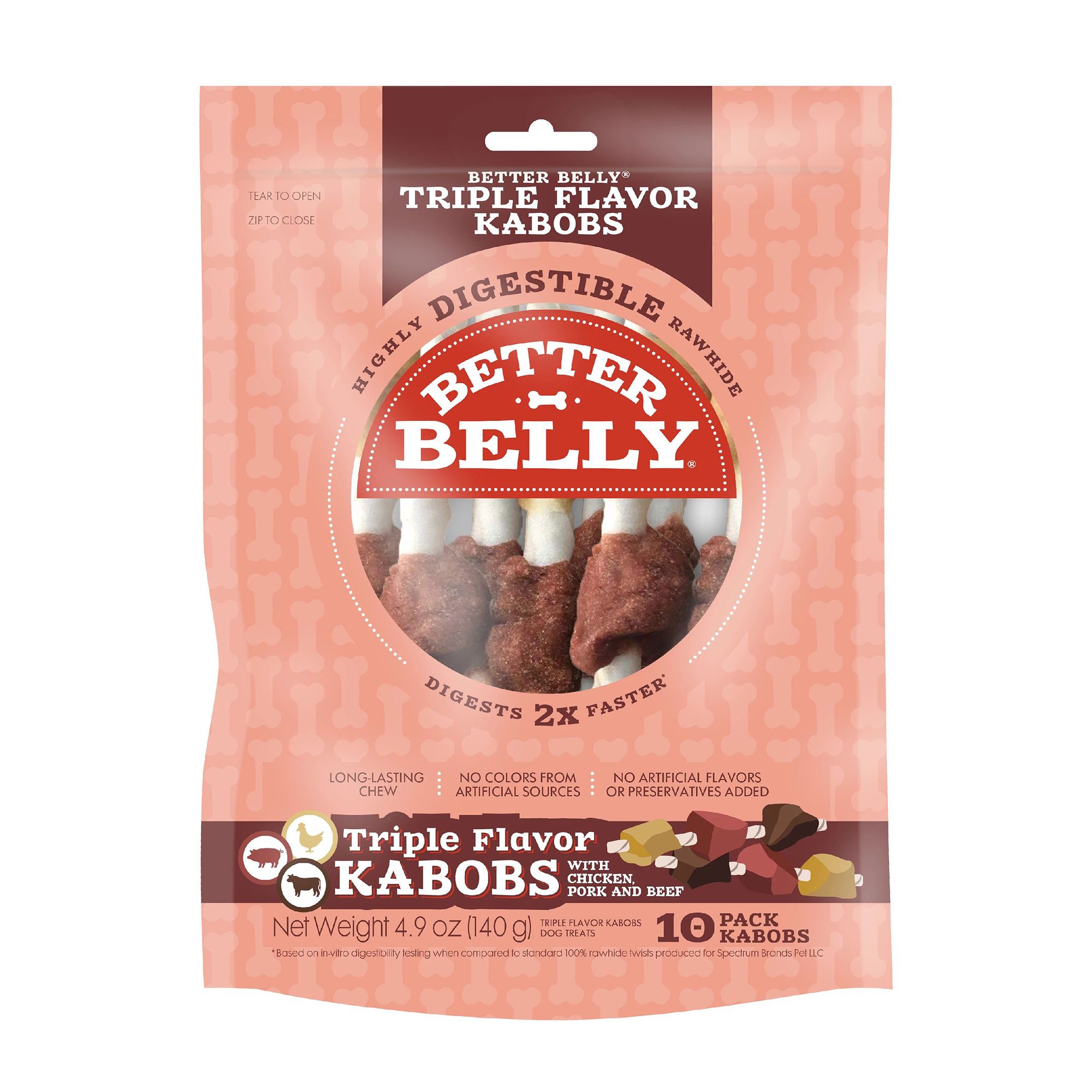 Better Belly All Life Stages Long-lasting Kabob Dog Chew Treat - Chicken, Pork and Beef 4.9 oz