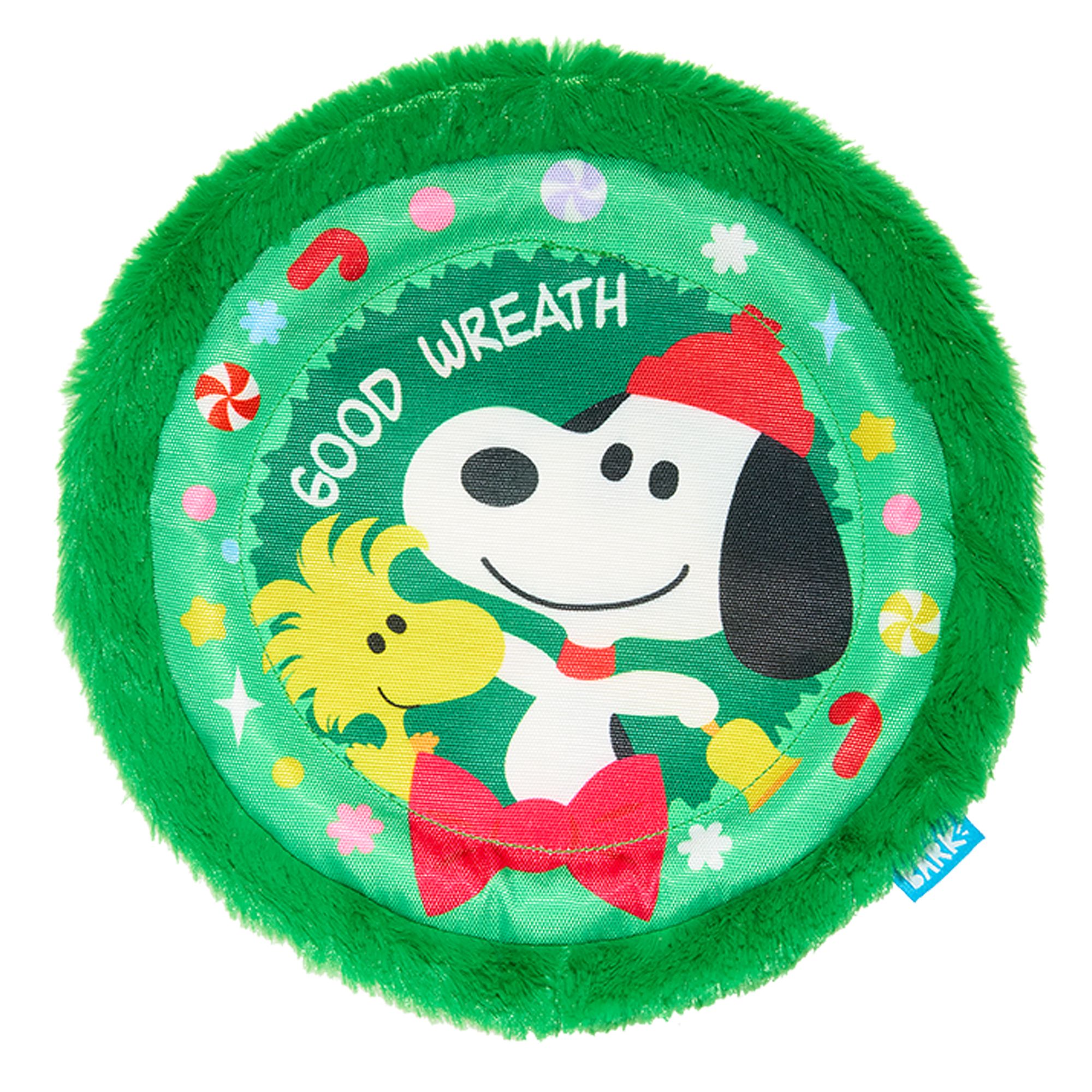 BARK Disc the Halls Charlie Brown Frisbee Disc Wreath Dog Toy
