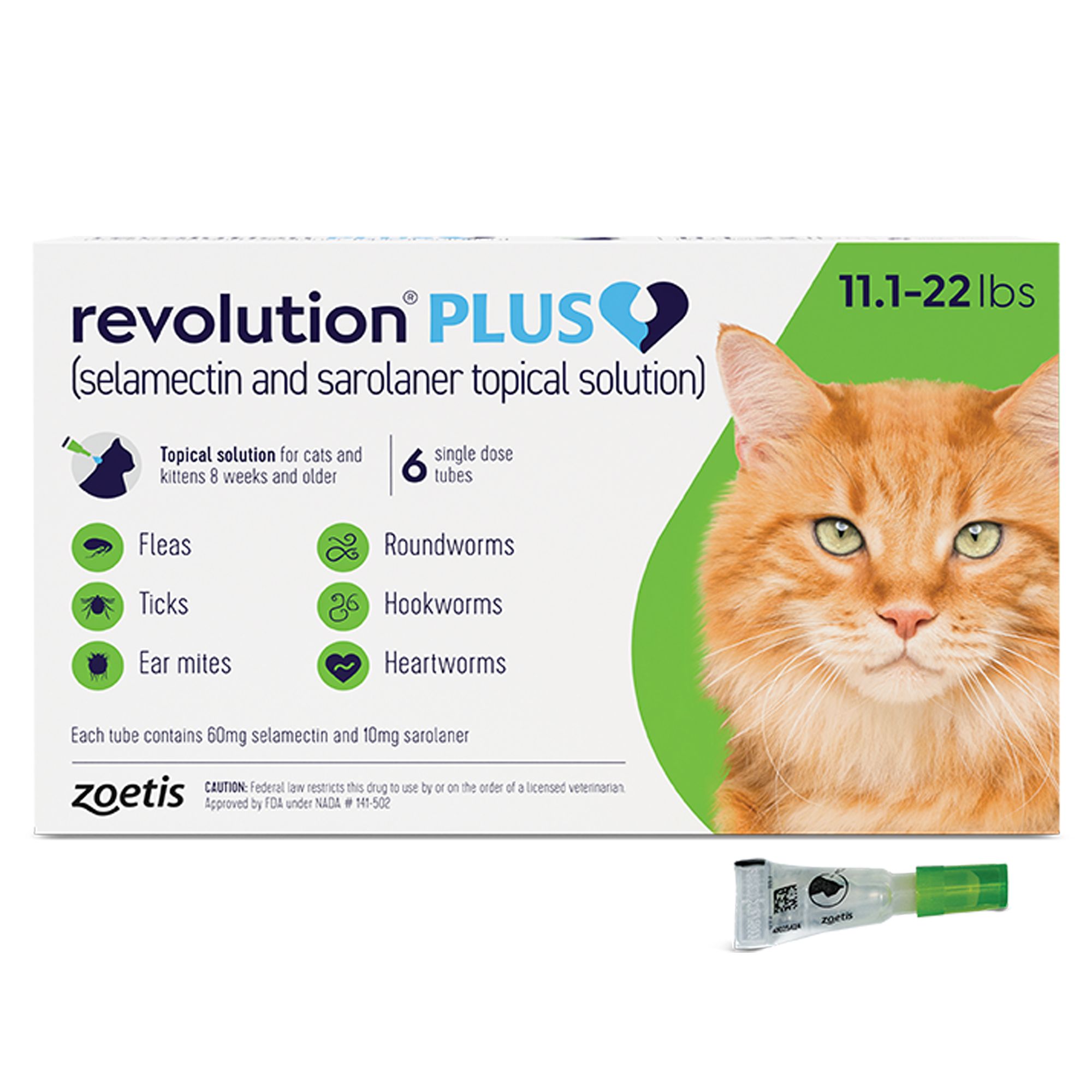 Revolution Plus for Cats 11.1-22 lbs Green - 3 or 6 Month Supply