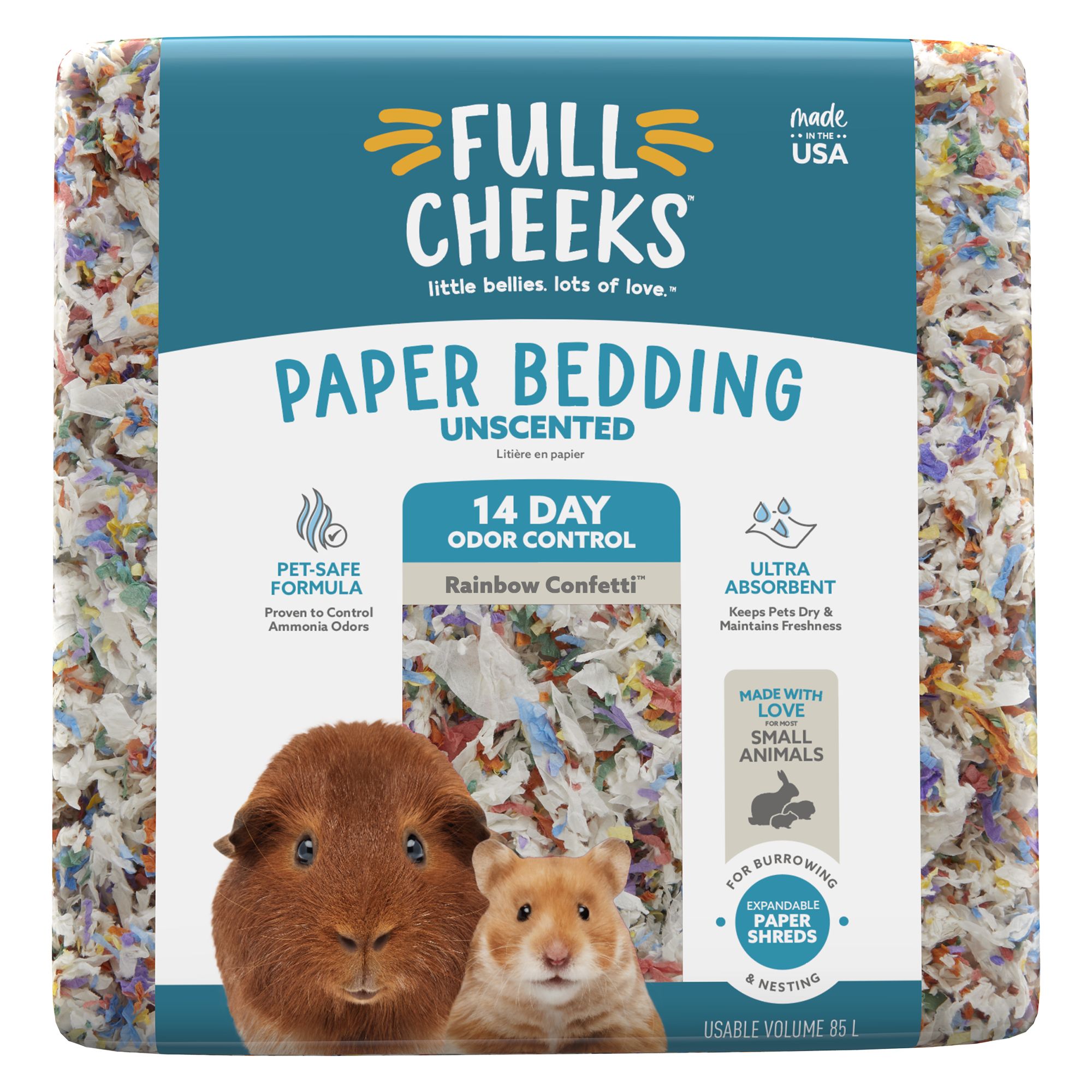 Full Cheeks™ Odor Control Small Pet Paper Bedding - Rainbow Confetti™