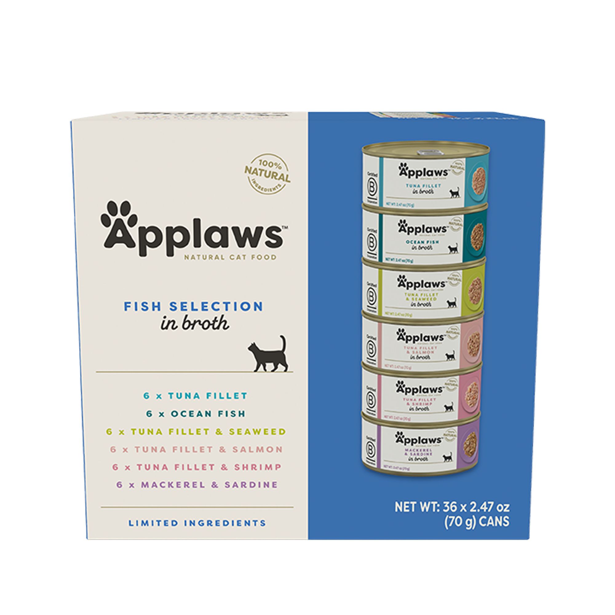 Applaws Cat - Broth, Fish, Variety Pack, 36 CT, 88.92 OZ
