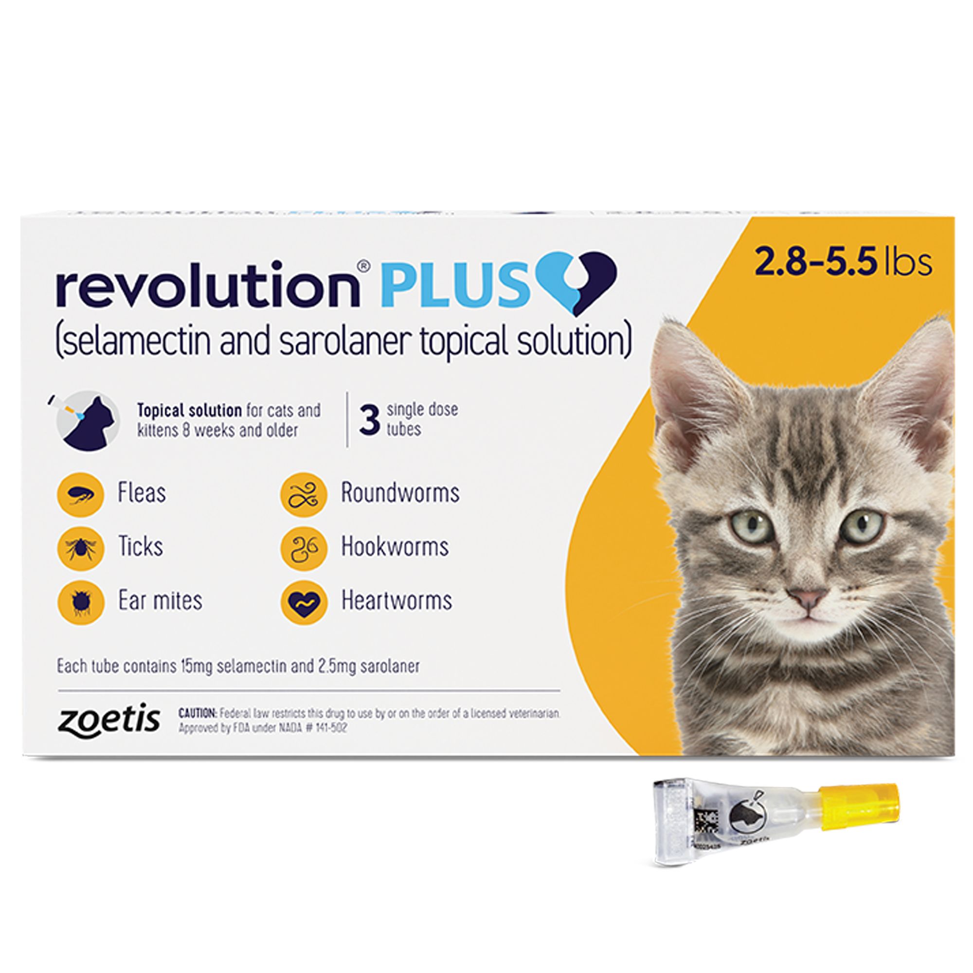 Revolution Plus for Cats 2.8-5.5 lbs Gold - 3 or 6 Month Supply