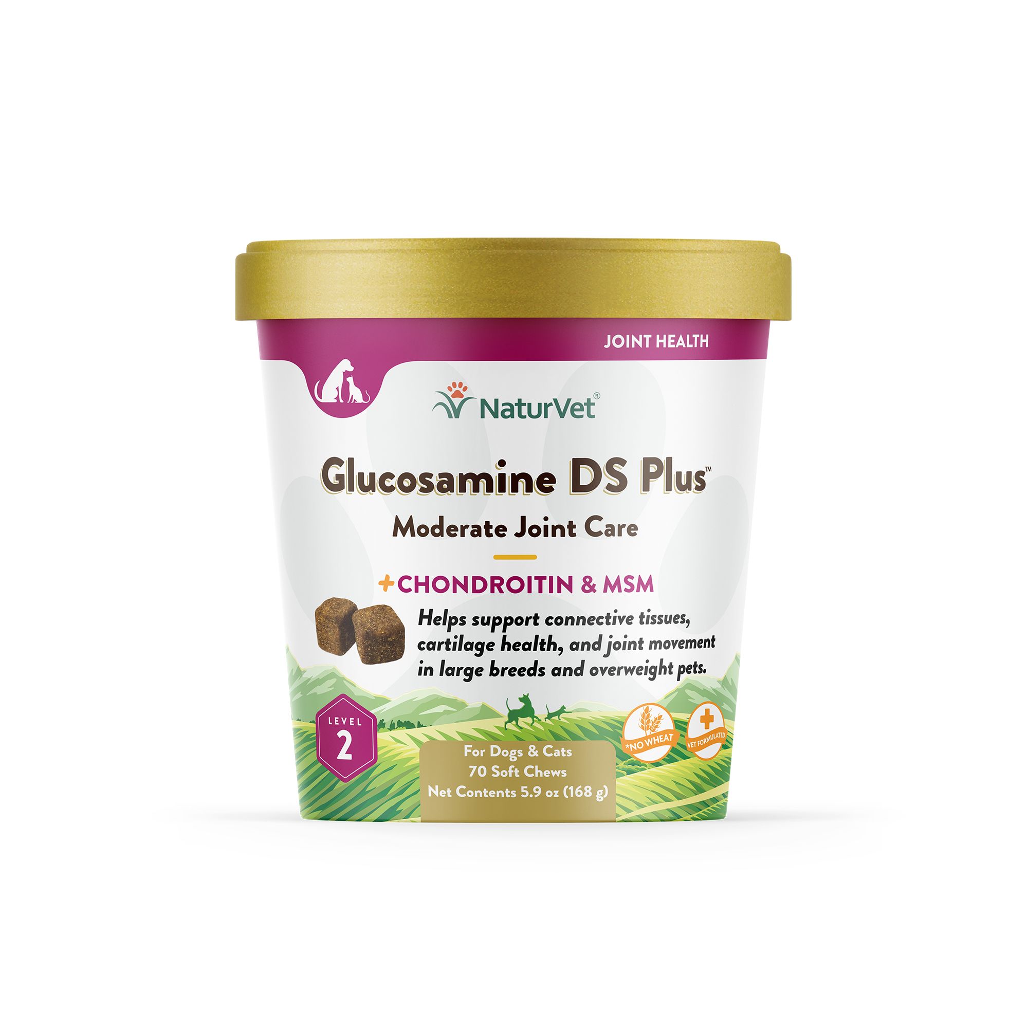 NaturVet Moderate Joint Care Glucosamine DS Plus Soft Chews Joint Supplement for Cats & Dogs