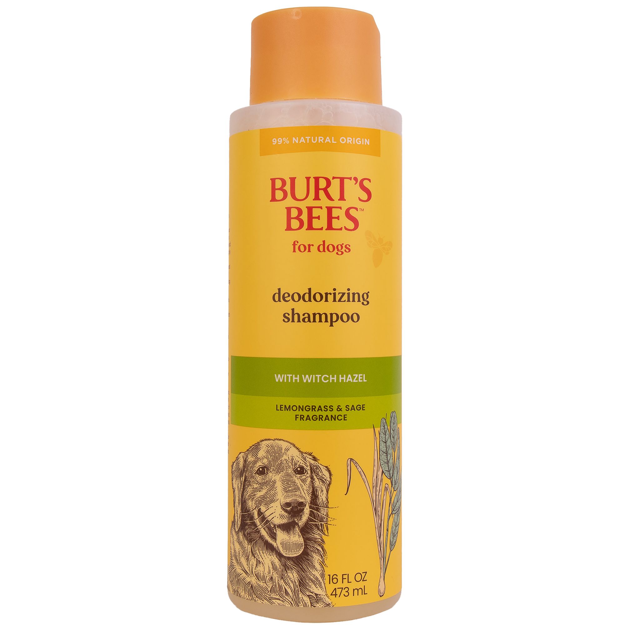 Burt's Bees for Pets Deodorizing Shampoo for Dogs with Witch Hazel - Lemongrass & Sage Scented 16oz