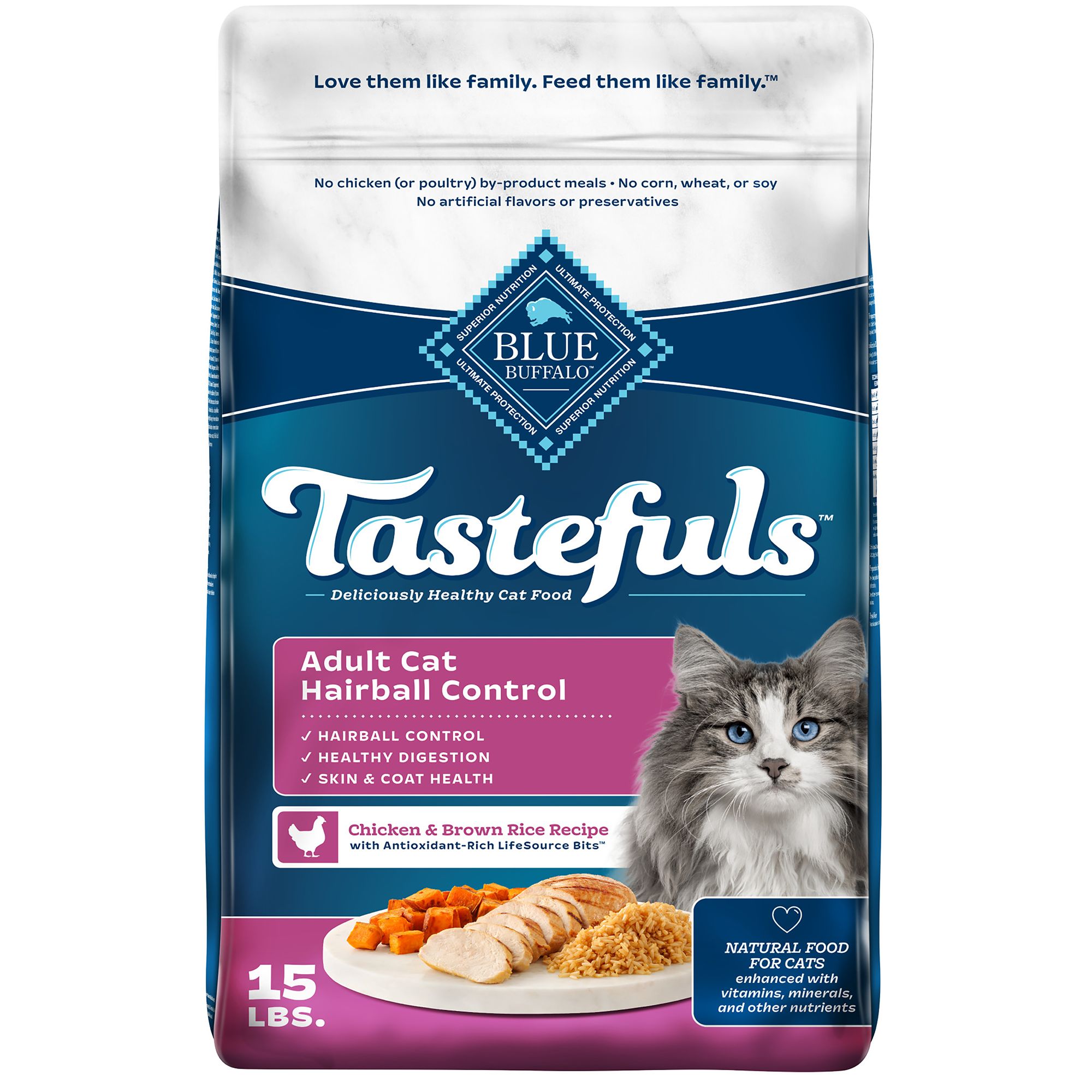 Blue Buffalo Tastefuls Adult Cat Hairball Control Dry Food - Natural, Chicken & Brown Rice