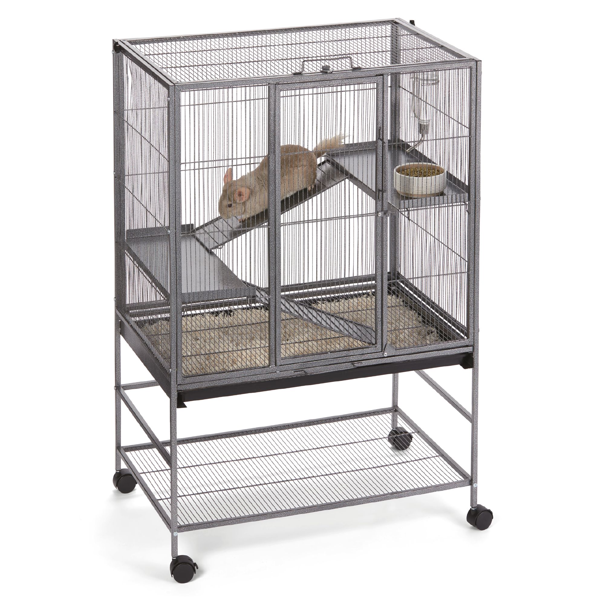 Full Cheeks™ Chew Proof Small Pet Habitat - Includes Cage, Trays, Ramps, Shelves & Wheels
