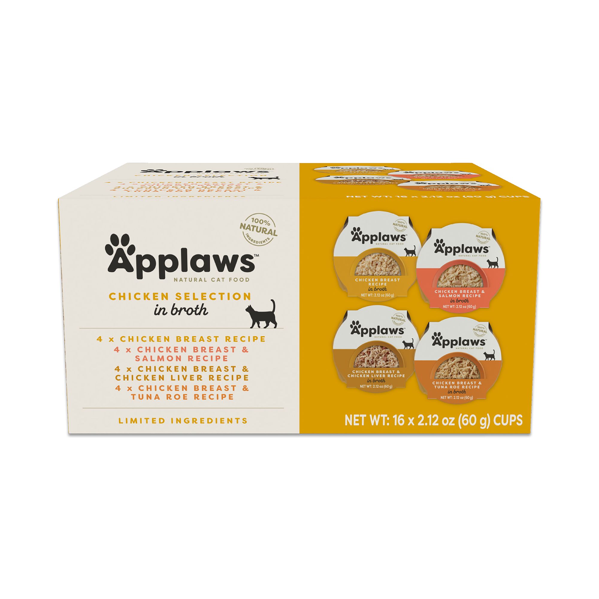 Applaws Cat - Adult, Wet Food, Chicken Selection, In Broth, Variety Pack, 16 CT, 33.92 OZ