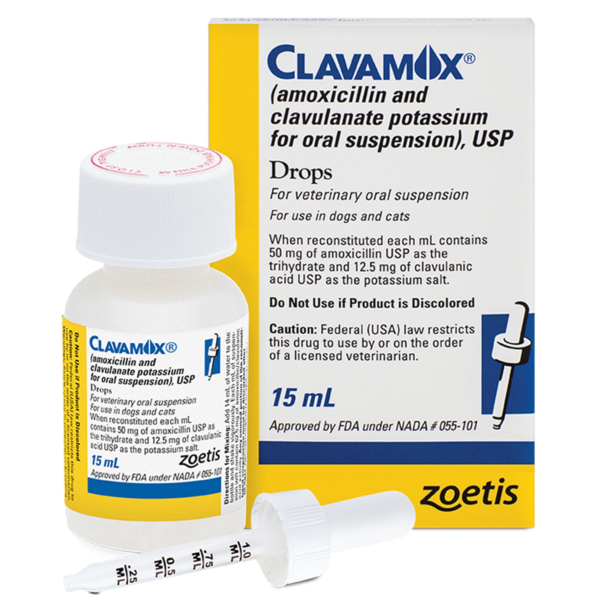 Clavamox (Oral Suspension) Drops for Dogs & Cats, 15 mL