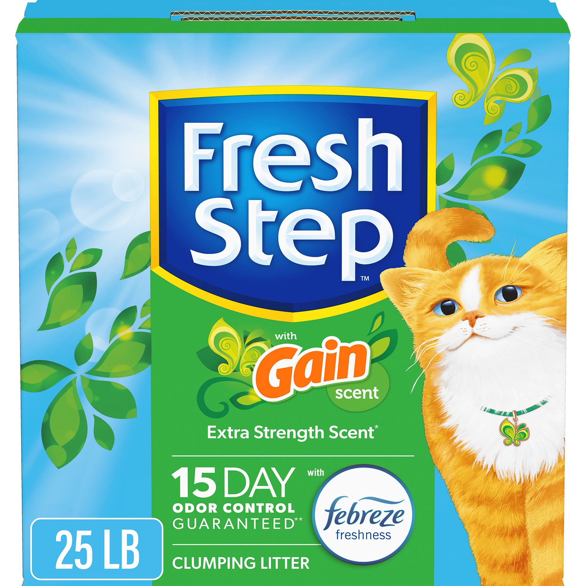 Fresh Step Clumping Litter With Febreze Gain Freshness, Box, 25 LB