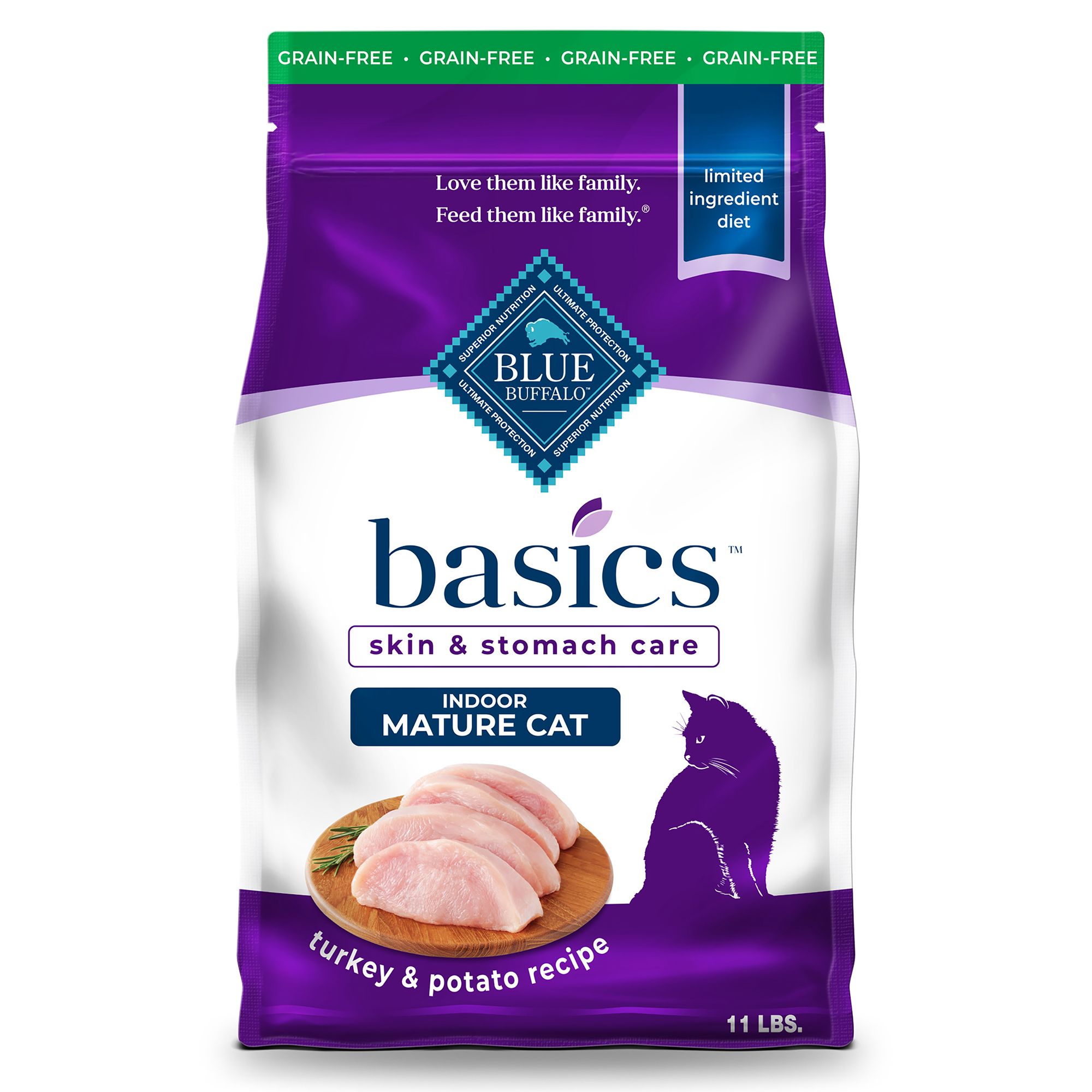 Blue Buffalo Basics Senior Dry Cat Food - Grain Free, Turkey
