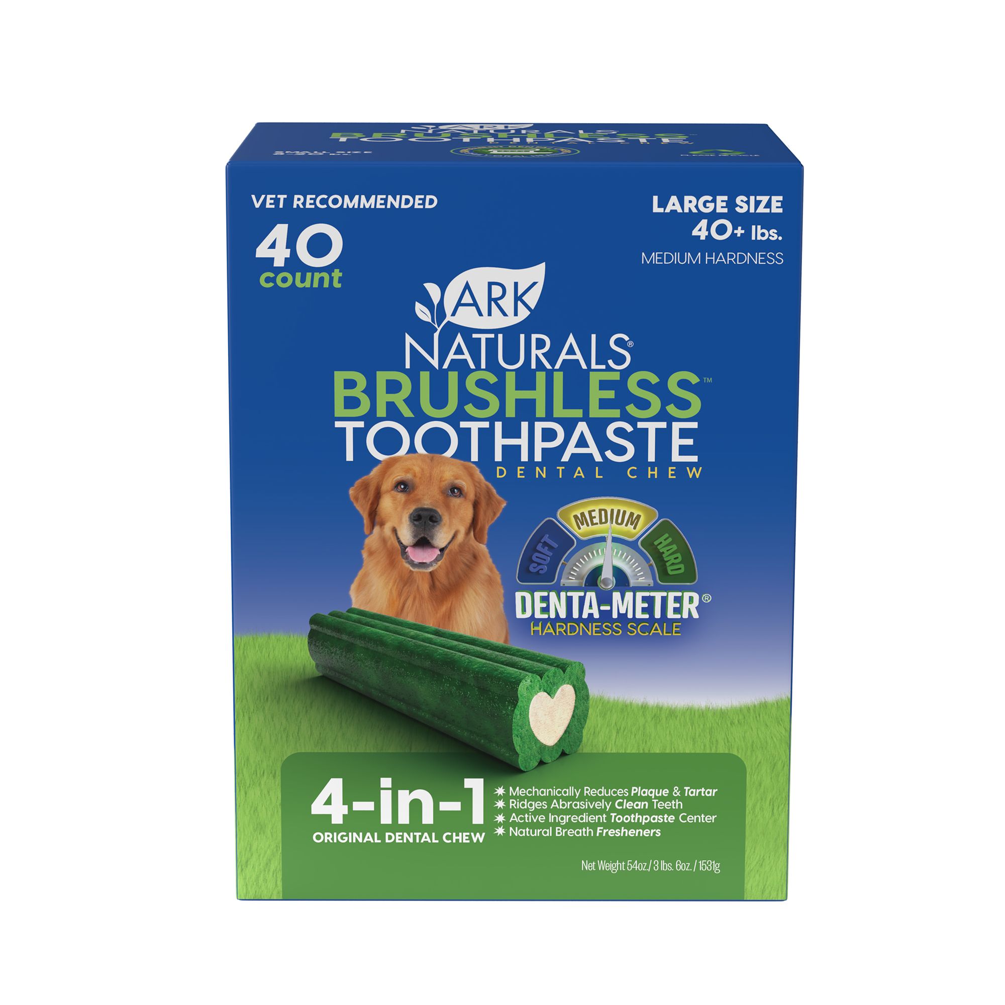 Ark Naturals® Brushless Toothpaste 4-in-1 Large Dog Dental Chews - 40+ lbs.