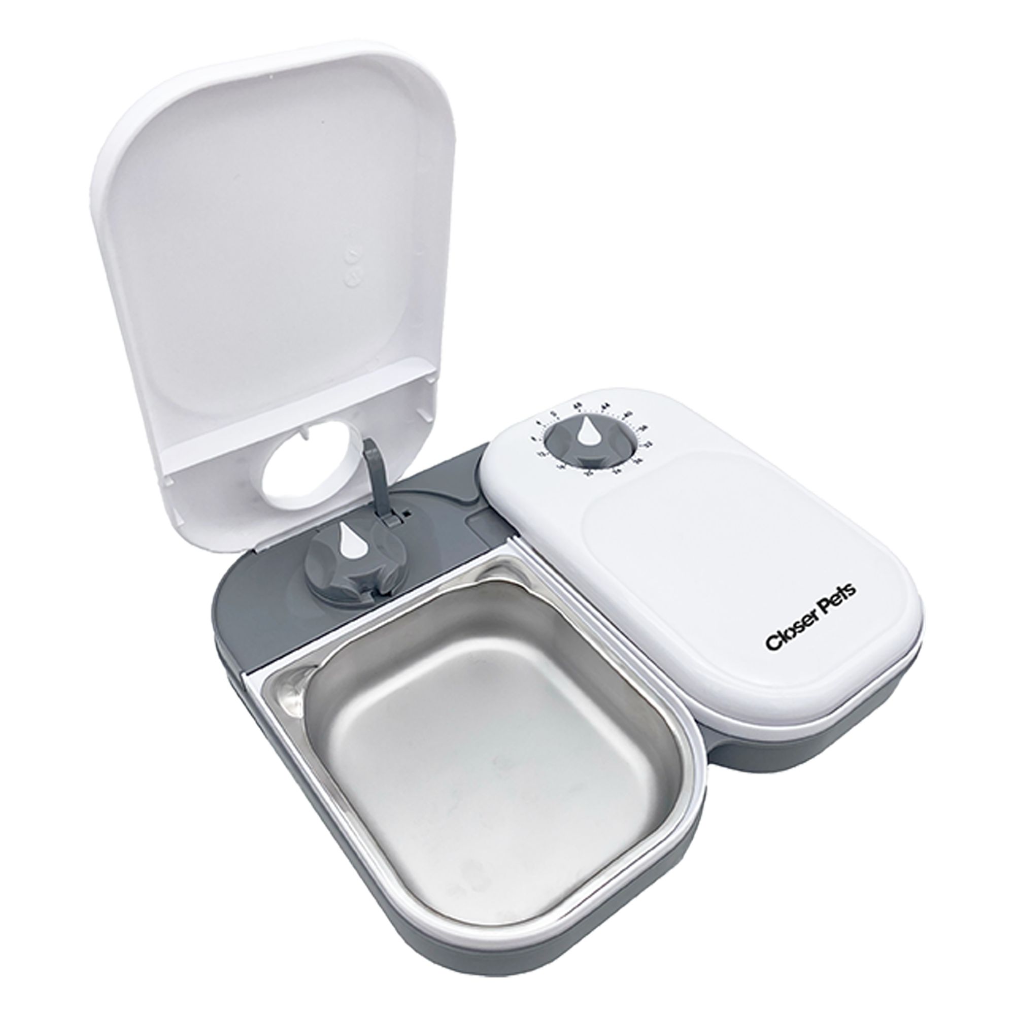 Closer Pets Two-Meal Automatic Pet Feeder with Stainless Steel Bowl Inserts (C200)