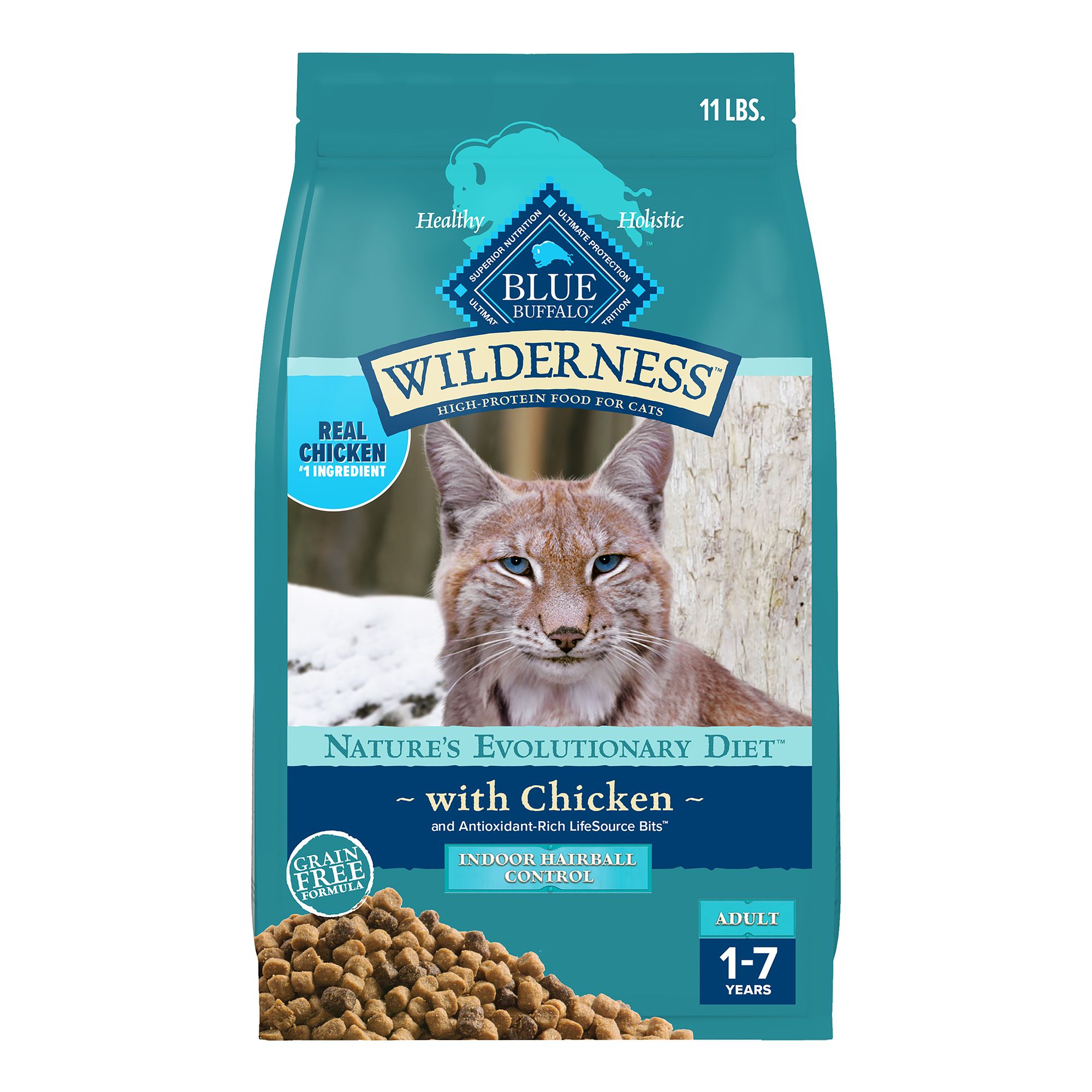 Blue Buffalo Wilderness Indoor Hairball Care Adult Dry Cat Food - Grain Free, Chicken