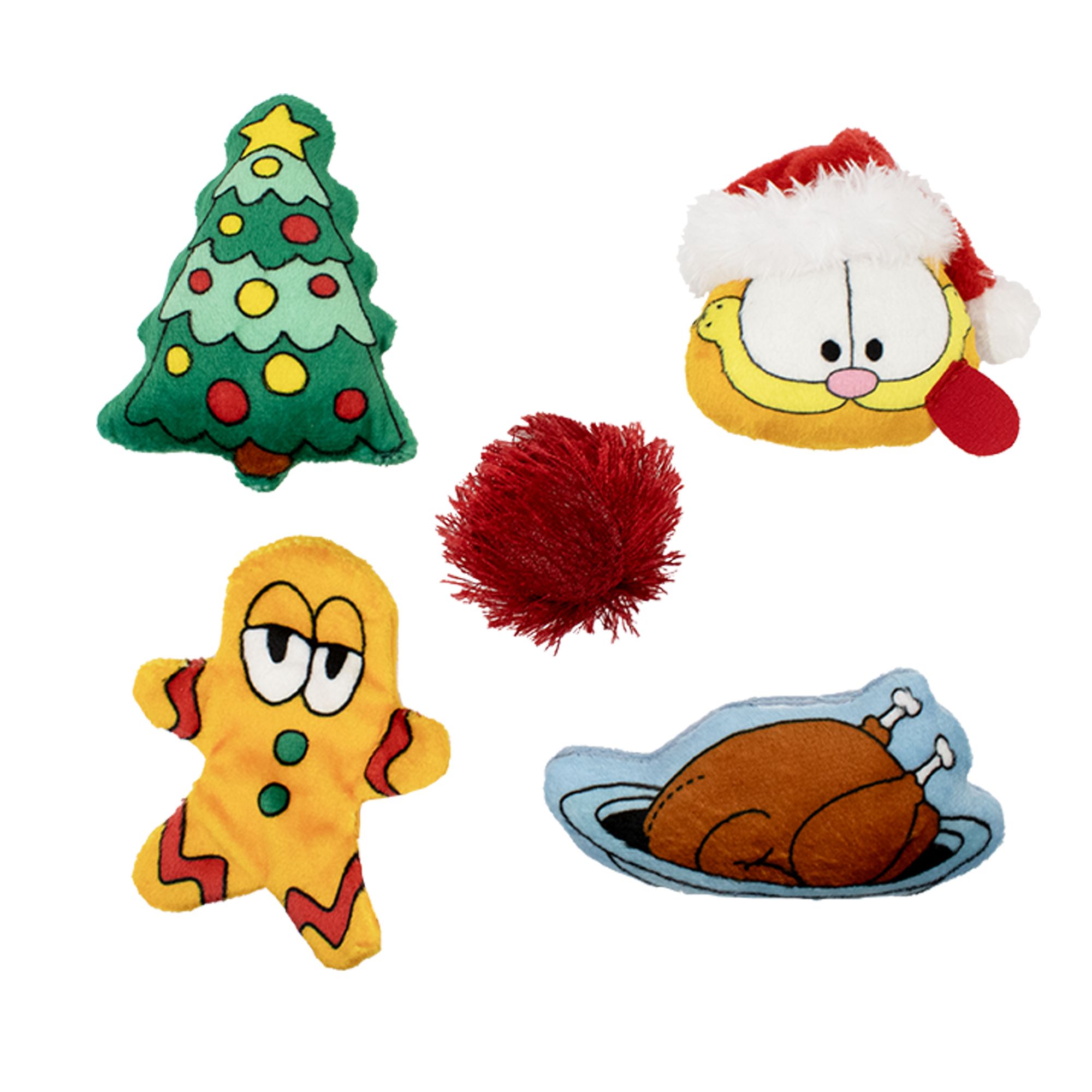 Garfield Holiday Plush Cat Toys, 5 Pack