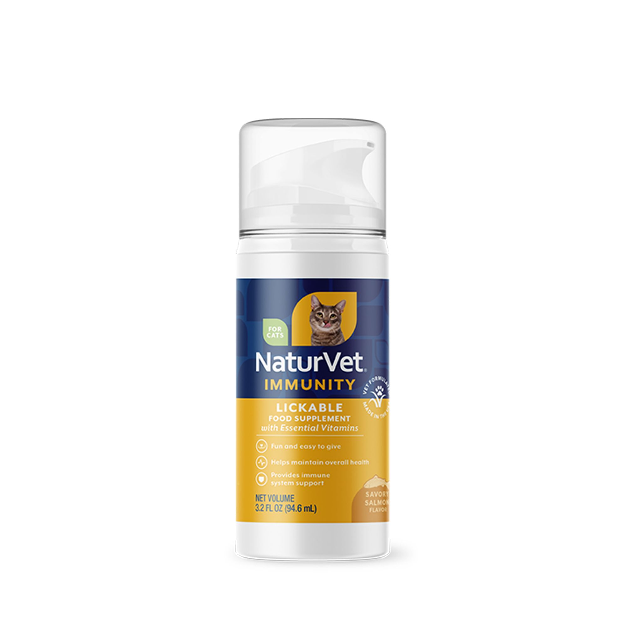 NaturVet Lickable Multi-Vitamin Immunity Food Supplement for Cats, Salmon Flavor, 3.2 fl oz